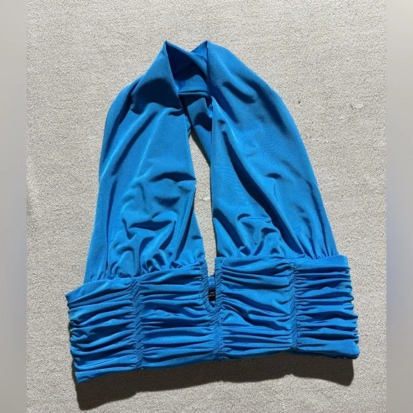 Zara Sexy Blue Draped Crop Top - Picture 3 of 10